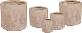 Mega Collections Clayfibre Bloempot Texas Cylinder Ø25x25 cm – Sand Wash Bruin - afbeelding 1