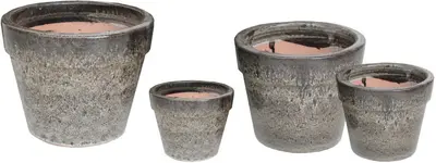 Mega Collections Geglazuurde Bloempot Basic 47x39 cm – Bruin - afbeelding 1