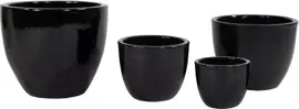 Mega Collections Geglazuurde Bloempot Egg Ø30x26 cm – Zwart - afbeelding 1
