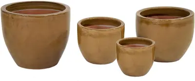 Mega Collections Geglazuurde Bloempot Egg Ø48x41 cm – Honinggeel - afbeelding 1