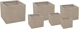 Mega Collections Kubus Plantenbak Clayfibre - L28 x 28 x H28 cm - Zand (Bruin) - afbeelding 1