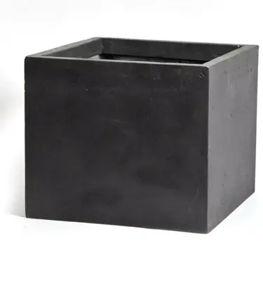 Mega Collections Kubus Plantenbak Clayfibre - L28 x 28 x H28 cm - Zwart - afbeelding 1