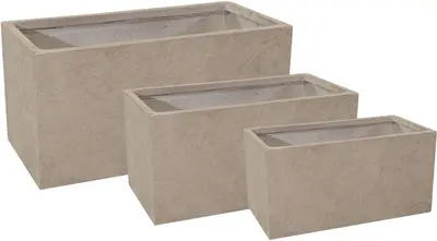 Mega Collections Plantenbak Clayfibre Bigular Sand - L100 x W45 x H45 cm - afbeelding 1