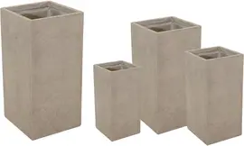 Mega Collections Plantenbak Kubus Clayfibre Hoog L33x B33x H70 cm - Zand (Bruin) - afbeelding 1