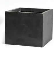 Mega Collections Plantenbak Kubus Clayfibre L23 x B23 x H23 cm Zwart - afbeelding 1