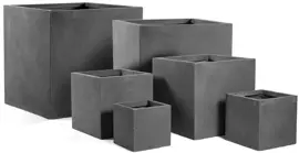 Mega Collections Plantenbak Kubus Clayfibre - L60 x B60 x H60 cm - Lood - afbeelding 1