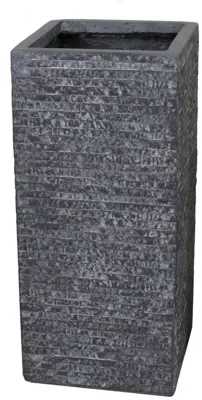Mega Collections Plantenbak Kubus Hoog Clayfibre - L40x B40x H78 cm - Grafiet - afbeelding 1