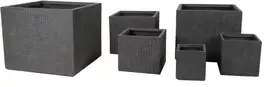 Mega Collections Plantenbak Kubus Indiana Clayfibre B27 x H28 cm Kiezel/Grijs - afbeelding 1