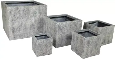 Mega Collections Plantenbak Kubus Indiana Clayfibre B34 x H30 cm Grijs - afbeelding 1