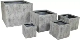 Mega Collections Plantenbak Kubus Indiana Clayfibre B34 x H30 cm Grijs - afbeelding 1