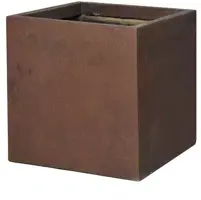 Mega Collections Plantenbak Texas Kubus Clayfibre - L34 x B34 x H30 cm - Roest - afbeelding 1