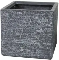 Mega Collections Plantenbak Utah Kubus Clayfibre 27x27x28 cm Grafiet - afbeelding 1