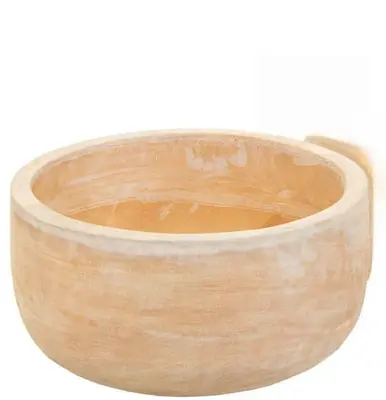 Mega Collections Schaal/Bloempot Terracotta - Ø21 x H10 cm - Whitewash - afbeelding 1