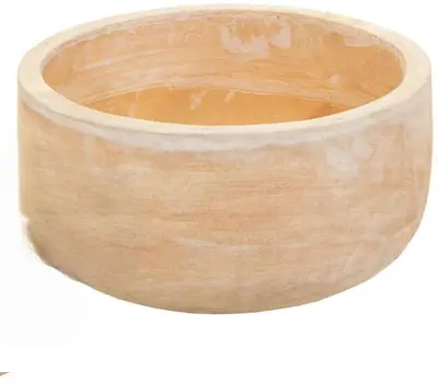 Mega Collections Schaal/Bloempot Terracotta - Ø30 x H14 cm - Whitewash - afbeelding 1