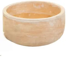 Mega Collections Schaal/Bloempot Terracotta - Ø30 x H14 cm - Whitewash - afbeelding 1