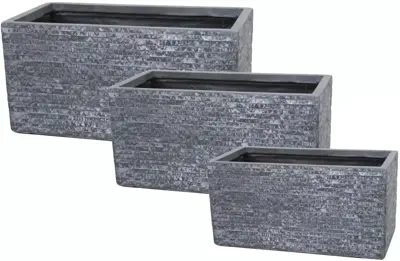 Mega Collections Terrasafscheiding Plantenbak Utah Bigular Clayfibre 80x40x40 cm Grafiet - afbeelding 1