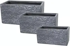 Mega Collections Terrasafscheiding Plantenbak Utah Bigular Clayfibre 80x40x40 cm Grafiet - afbeelding 1