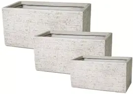 Mega Collections Terrasafscheiding Plantenbak Utah Bigular – L80 x B40 x H40 cm – Desert (wit/Beige) - afbeelding 1