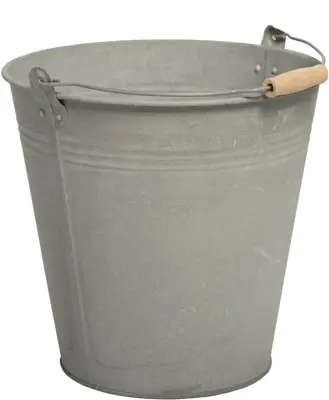 Mega Collections Zinc Emmer met Houten Greep – Ø25 x H22 cm - Old Look - afbeelding 1