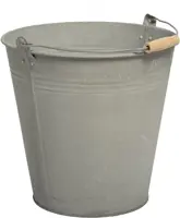 Mega Collections Zinc Emmer met Houten Greep – Ø25 x H22 cm - Old Look - afbeelding 1