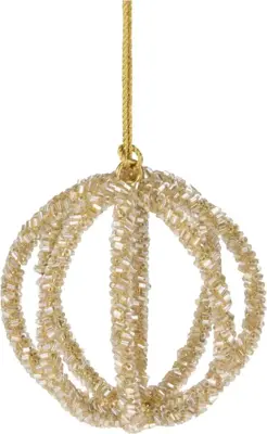 Metalen kerstbal kralen 7cm goud