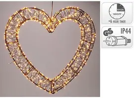 Metalen LED Kersthart 720 LED 48 x 46 cm zwart extra warm wit - afbeelding 1