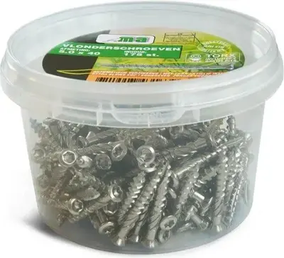  Meuwissen Agro Vlonderschroeven RVS | 5,0 x 40 mm | 175 stuks + 2 bitjes - afbeelding 1