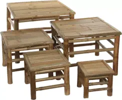 Mica Decorations bijzettafel bamboe tropical 47x47x37cm lichtbruin kopen?