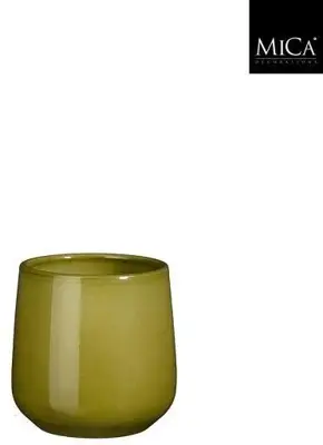 Mica Decorations bloempot amber keramiek 12x11.5cm groen - afbeelding 1