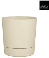 Mica Decorations Bloempot 'Coco' met schotel d17.5 h18.5 beige kopen?