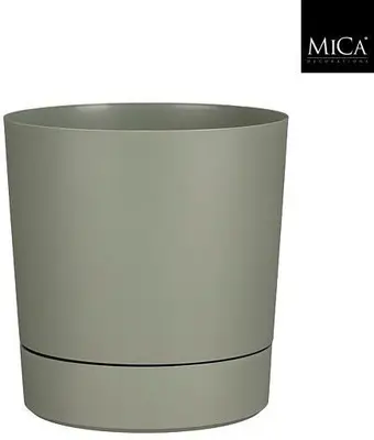 Mica Decorations Bloempot 'Coco' met schotel d28 h29.5 lichtgroen