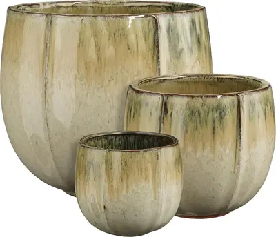 Mica Decorations bloempot corsica keramiek 29x26cm crème - afbeelding 2