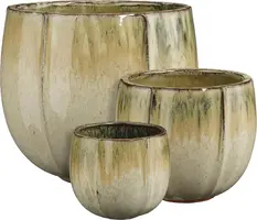 Mica Decorations bloempot corsica keramiek 29x26cm crème - afbeelding 2
