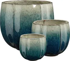 Mica Decorations bloempot corsica keramiek 36x34cm petrol - afbeelding 2