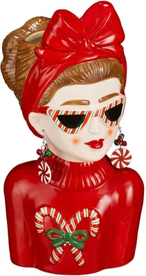 Mica Decorations bloempot funny meisje keramiek 16x15x32cm rood