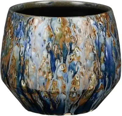 Mica Decorations bloempot  keramiek 16.5x14cm blauw