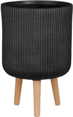 Mica Decorations bloempot nuovo keramiek 30x46cm zwart - afbeelding 1