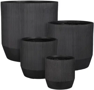 Mica Decorations bloempot nuovo keramiek 31x32cm zwart - afbeelding 2