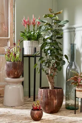 Mica Decorations bloempot roel terracotta 24x24cm roest - afbeelding 3