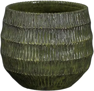 Mica Decorations bloempot Tobias rond 17x19cm groen