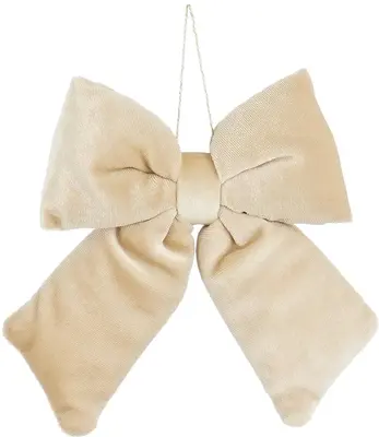Mica Decorations fluwelen kerst ornament strik 17cm creme