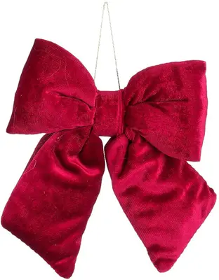 Mica Decorations fluwelen kerst ornament strik 17cm donker rood