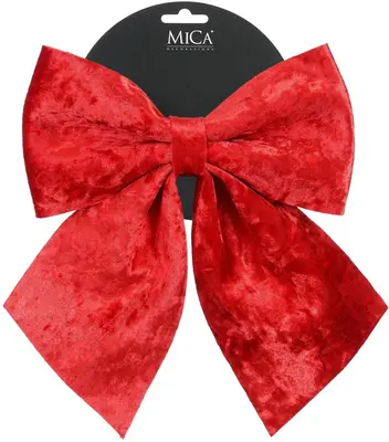 Mica Decorations fluwelen kerst ornament strik 20cm rood