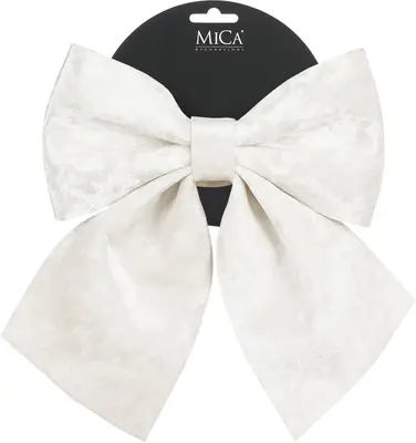 Mica Decorations fluwelen kerst ornament strik 20cm wit