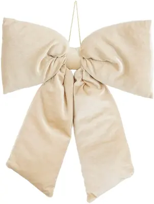 Mica Decorations fluwelen kerst ornament strik 50cm creme