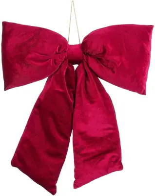Mica Decorations fluwelen kerst ornament strik 50cm donker rood