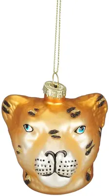 Mica Decorations glazen kerst ornament luipaard 7.5cm geel
