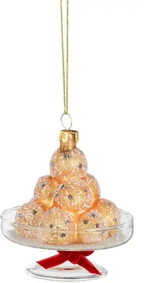 Mica Decorations glazen kerst ornament oliebollen 8.5cm goud