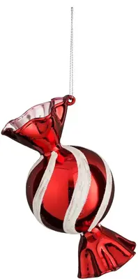 Mica Decorations glazen kerst ornament snoep 12.5cm rood