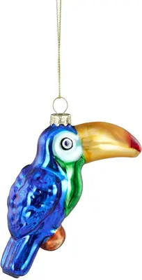 Mica Decorations glazen kerst ornament toekan 11.5cm blauw